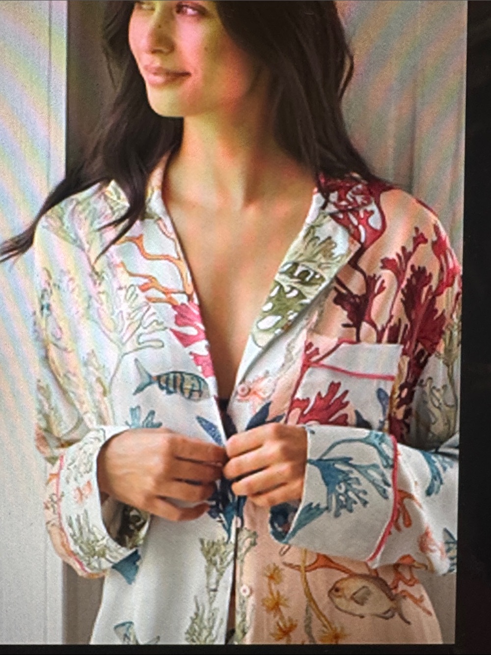 LyreBird Neela Oversized Pajama Shirt in LB Silky